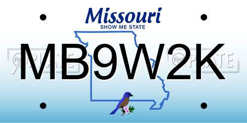 MB9W2K Missouri License Plate