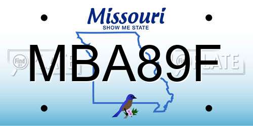 MBA89F Missouri License Plate