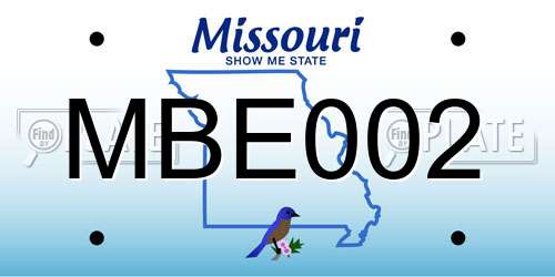 MBE002 Missouri License Plate
