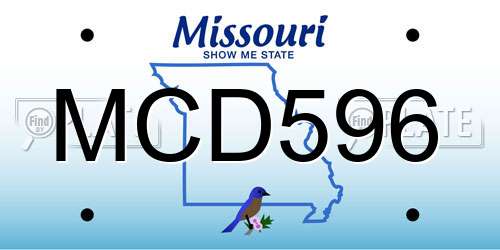 MCD596 Missouri License Plate