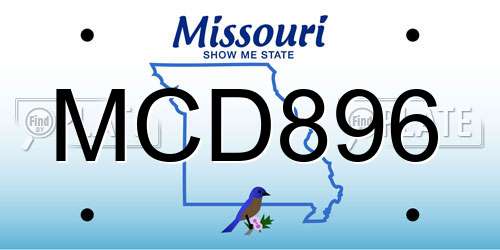 MCD896 Missouri License Plate