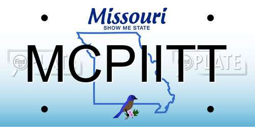 MCPIITT Missouri License Plate