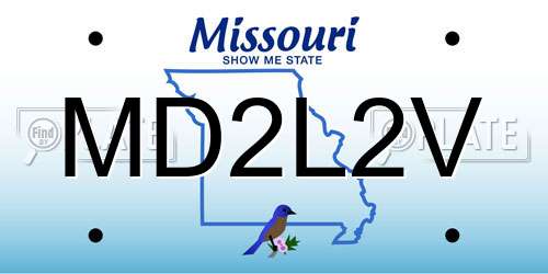 MD2L2V Missouri License Plate