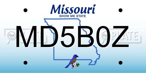 MD5B0Z Missouri License Plate