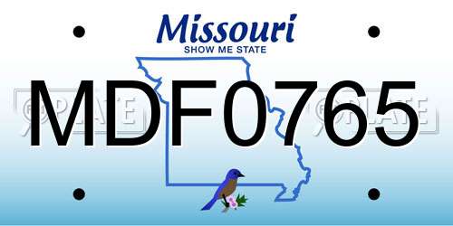 MDF0765 Missouri License Plate