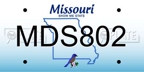 MDS802 Missouri License Plate