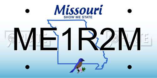 ME1R2M Missouri License Plate
