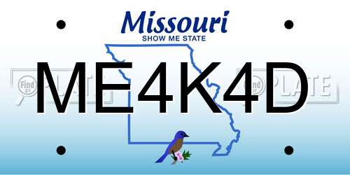 ME4K4D Missouri License Plate