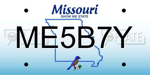 ME5B7Y Missouri License Plate