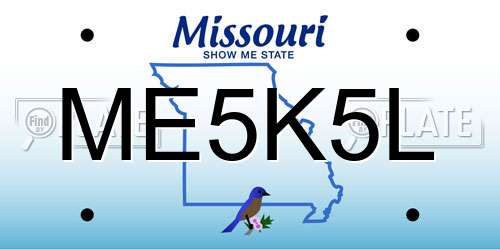 ME5K5L Missouri License Plate