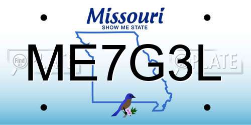 ME7G3L Missouri License Plate