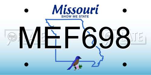 MEF698 Missouri License Plate