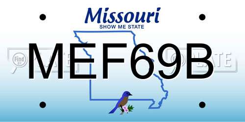 MEF69B Missouri License Plate