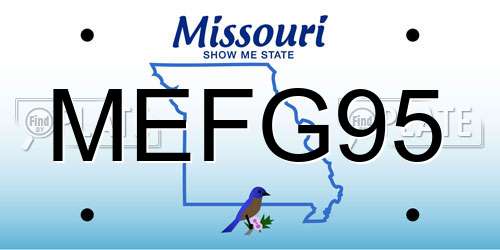 MEFG95 Missouri License Plate