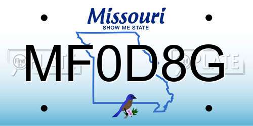 MF0D8G Missouri License Plate