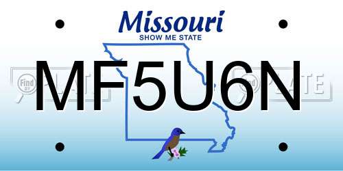 MF5U6N Missouri License Plate