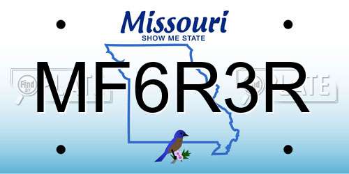 MF6R3R Missouri License Plate