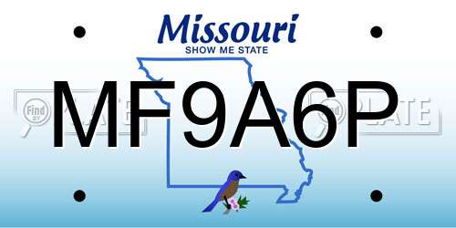 MF9A6P Missouri License Plate