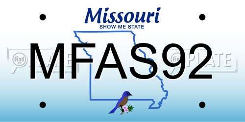 MFAS92 Missouri License Plate