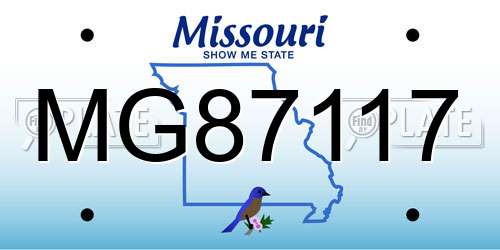 MG87117 Missouri License Plate