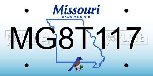 MG8T117 Missouri License Plate