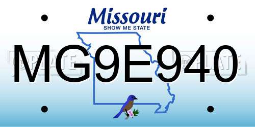 MG9E940 Missouri License Plate