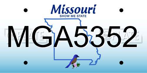 MGA5352 Missouri License Plate