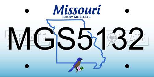 MGS5132 Missouri License Plate