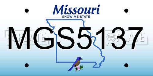 MGS5137 Missouri License Plate