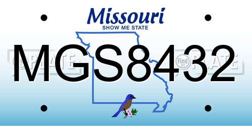 MGS8432 Missouri License Plate