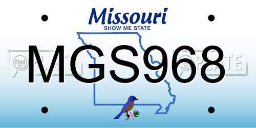 MGS968 Missouri License Plate