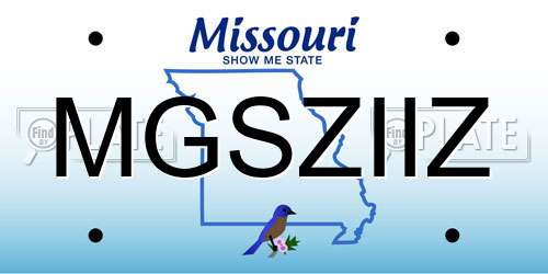 MGSZIIZ Missouri License Plate