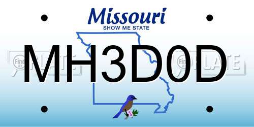 MH3D0D Missouri License Plate