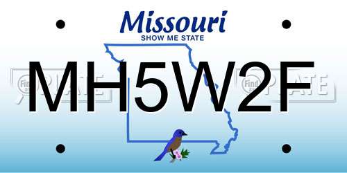 MH5W2F Missouri License Plate