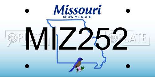 MIZ252 Missouri License Plate