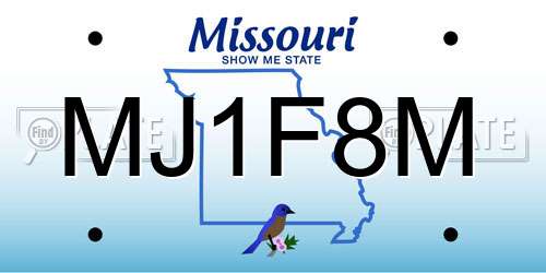 MJ1F8M Missouri License Plate