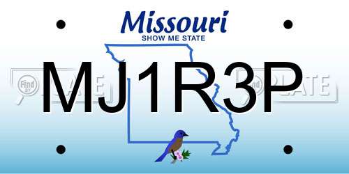 MJ1R3P Missouri License Plate
