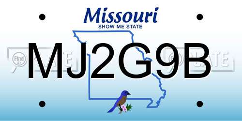 MJ2G9B Missouri License Plate