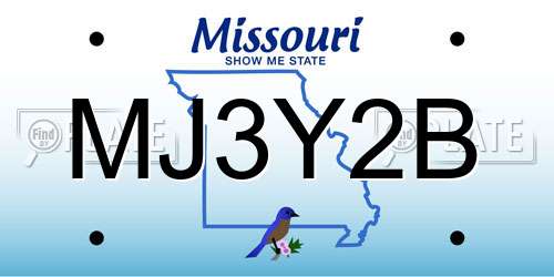 MJ3Y2B Missouri License Plate