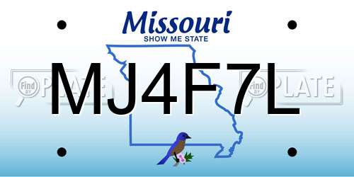 MJ4F7L Missouri License Plate
