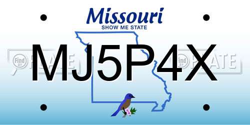 MJ5P4X Missouri License Plate