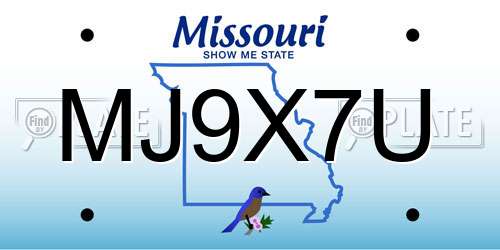 MJ9X7U Missouri License Plate