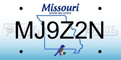 MJ9Z2N Missouri License Plate