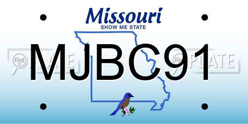 MJBC91 Missouri License Plate