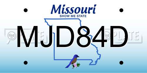 MJD84D Missouri License Plate