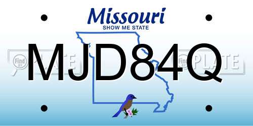 MJD84Q Missouri License Plate