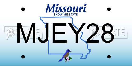 MJEY28 Missouri License Plate
