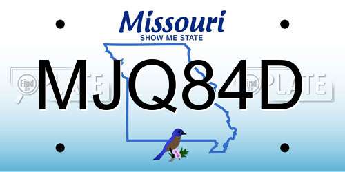 MJQ84D Missouri License Plate