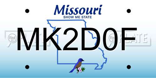 MK2D0F Missouri License Plate