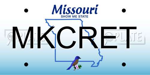 MKCRET Missouri License Plate
